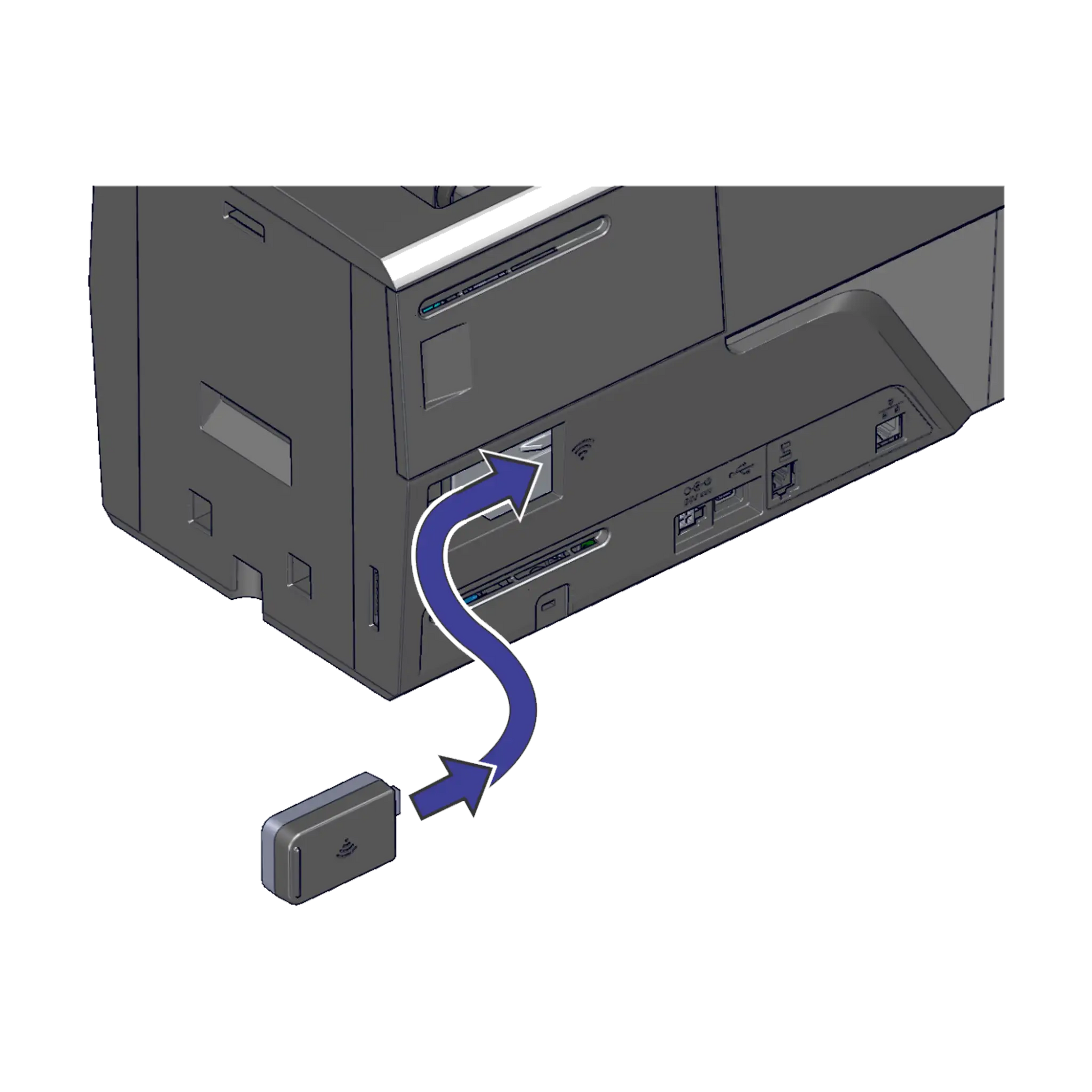 Installing the Entrust 529805-001 Wi-Fi USB dongle in a Sigma card printer