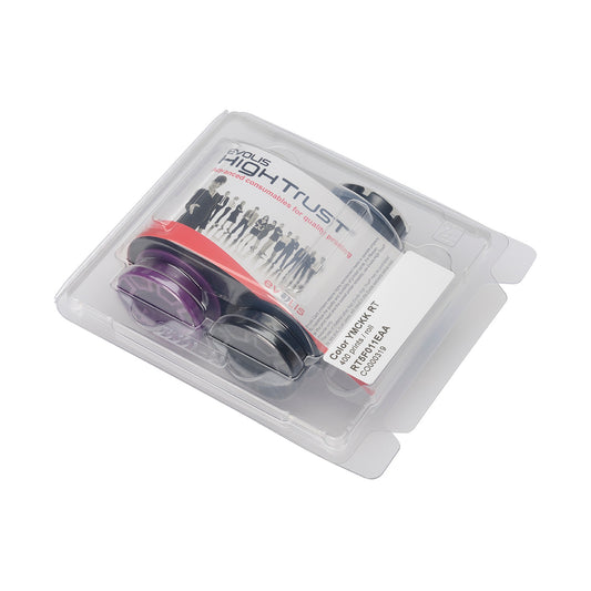 A sealed plastic pack holds two black and purple suction cup mounts labeled "AIOH TRUST" as a "Quick Mount Kit" for mobile devices—compatible with accessories like the Evolis RT5F011AAA HighTrust YMCKK Color Ribbon for Avansia printers.