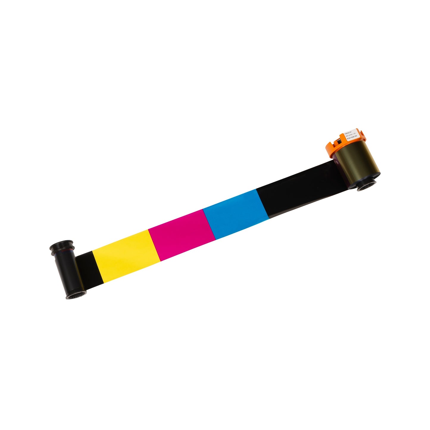 Evolis RT5F102A100 YMCK-K retransfer color ribbon for the Agilia and Agilia CLM, ribbon unrolled. Sold by Specialist ID.