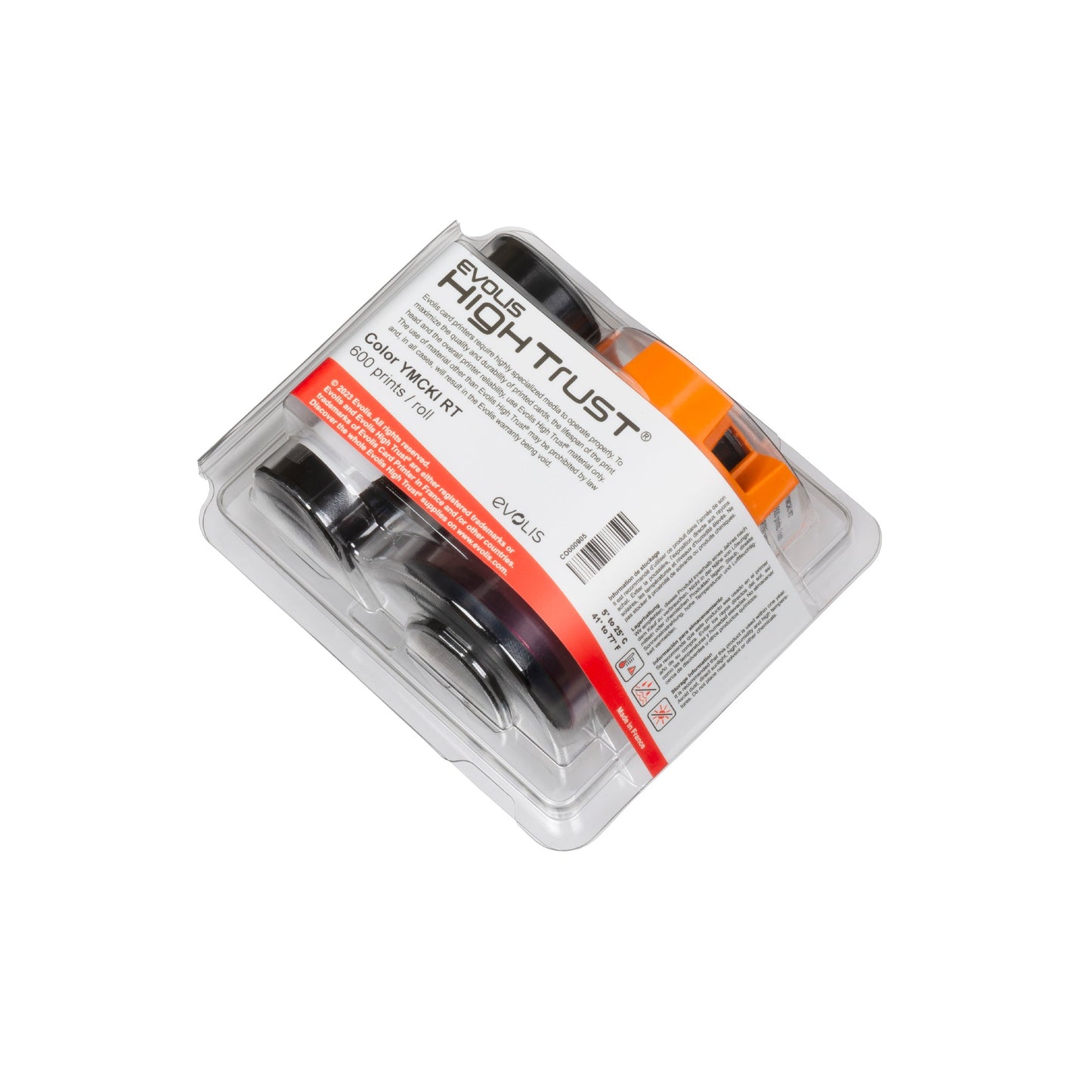 Evolis RT5F103NAAA YMCKI retransfer color ribbon for the Agilia and Agilia CLM, blister pack. Sold by Specialist ID.