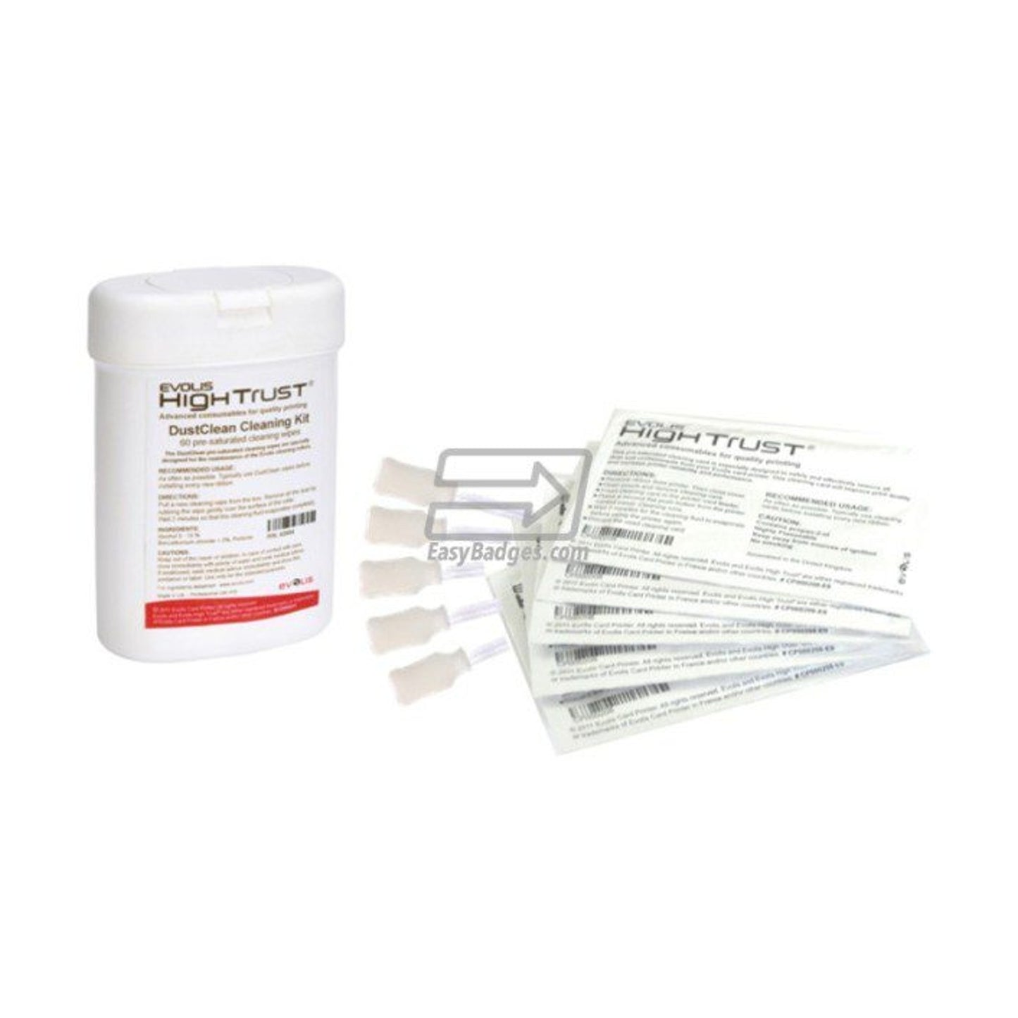 Evolis A5021 UltraClean Cleaning Kit — 5 Cards, 5 Swabs, 10 Wipes