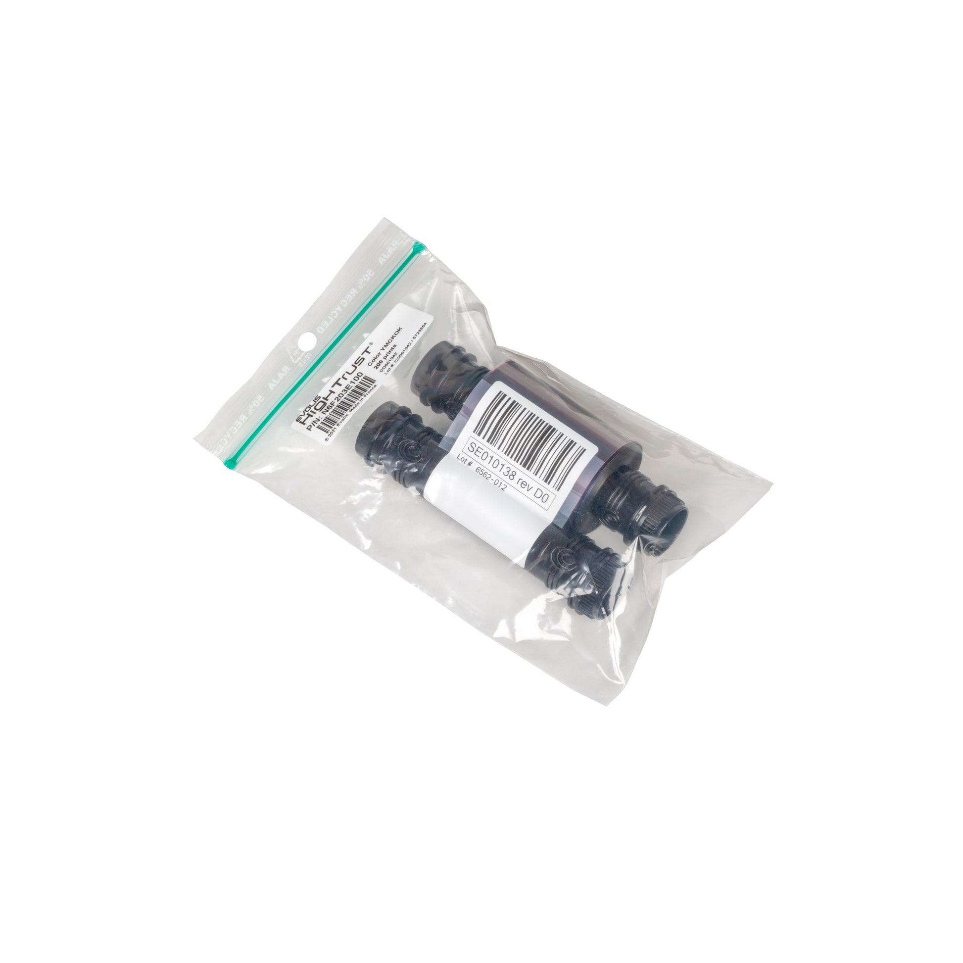 Evolis N6F203A100 Easy4pro YMCKO-K color ribbon in eco packaging bag for the Evolis Primacy 2, 200 prints. Sold by Specialist ID.