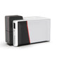 A sleek black and white ID Card Printer with a red accent, labeled "Evolis Primacy 2 Single Sided ID Card Printer," offers high-performance card printing. Sold by Specialist ID, an authorized Evolis dealer.