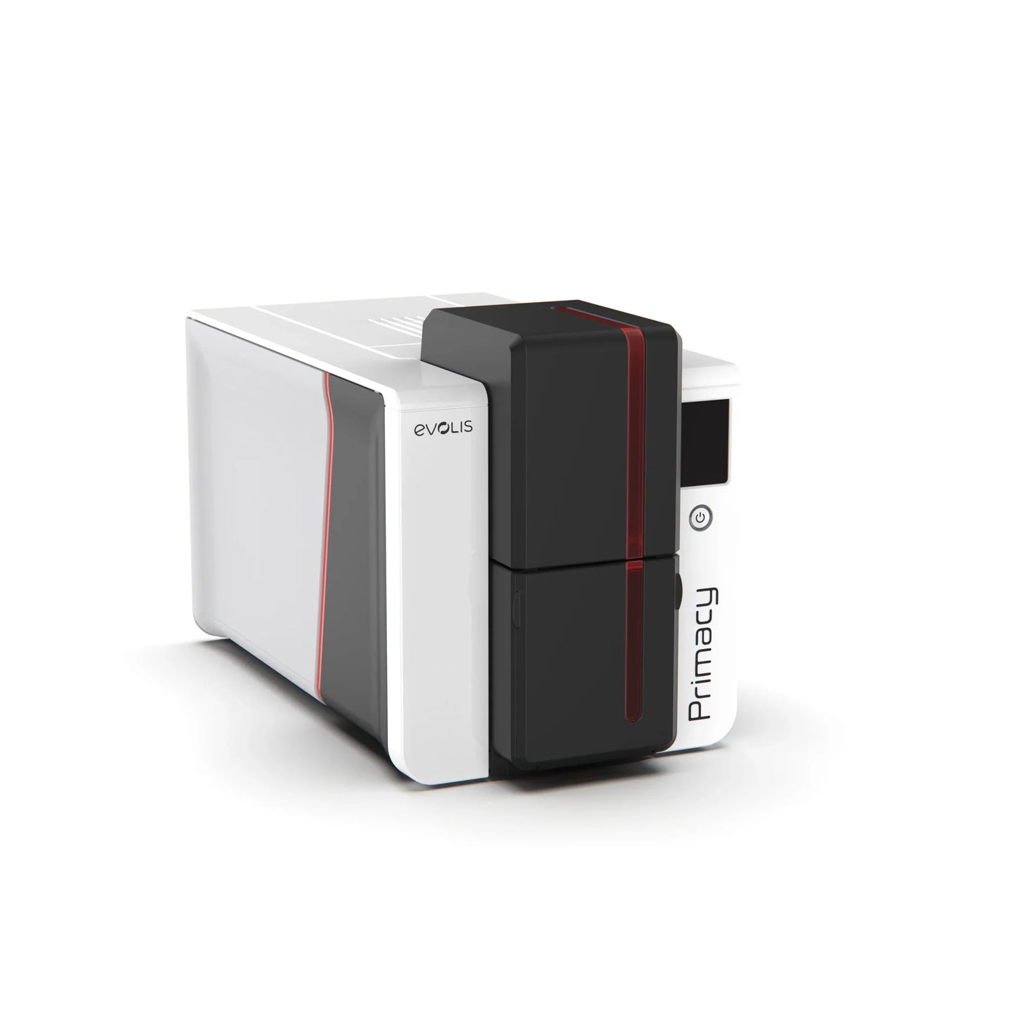 Evolis Primacy 2 LCD ID card printer right front angle with color touchscreen. Sold by Specialist ID.