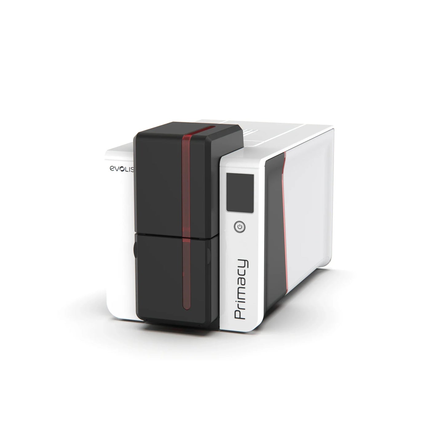 Evolis Primacy 2 LCD ID card printer front angle with color touchscreen. Sold by Specialist ID.
