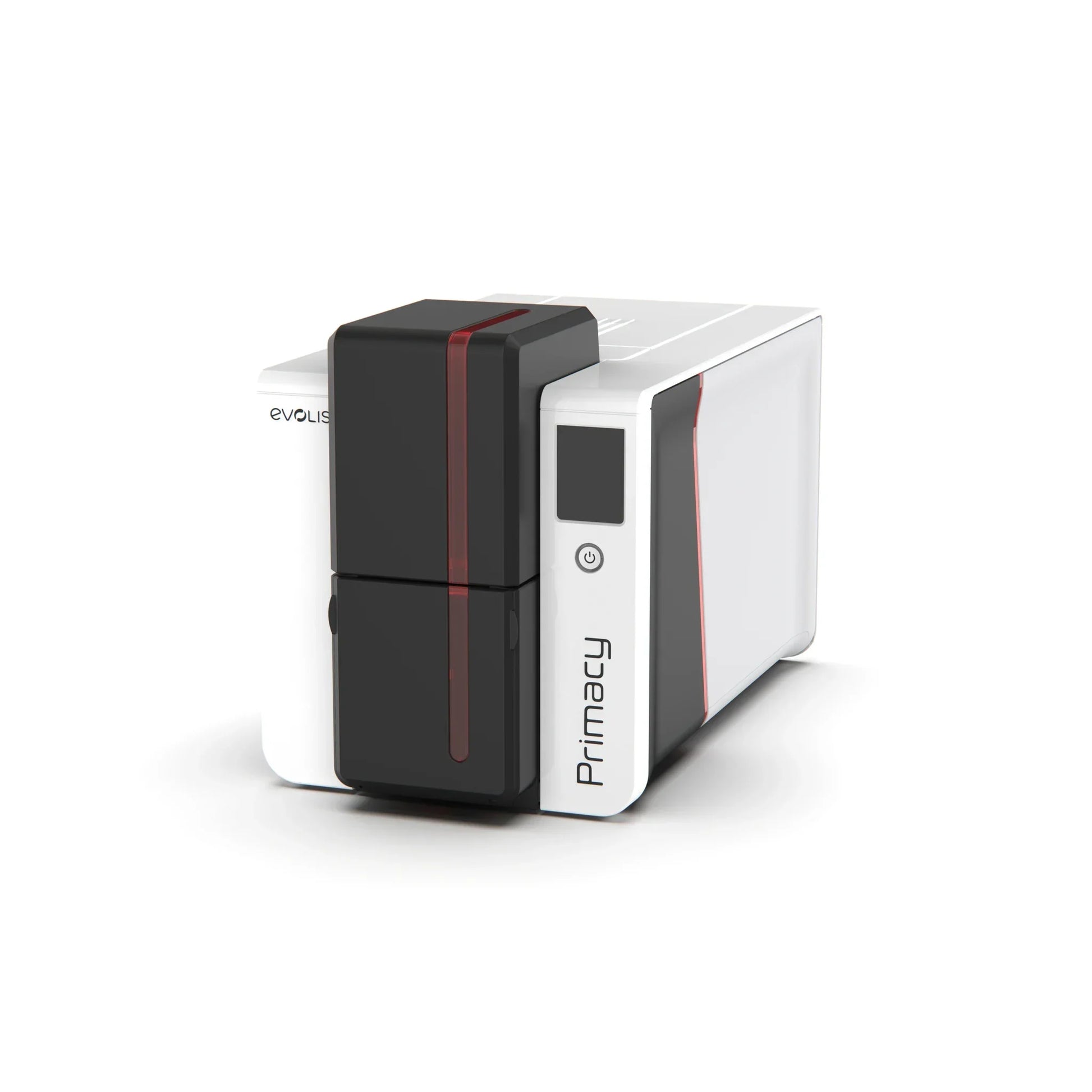 Evolis Primacy 2 LCD ID card printer front angle with color touchscreen. Sold by Specialist ID.