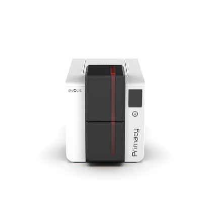 Evolis Primacy 2 LCD ID card printer front view with color touchscreen. Sold by Specialist ID.