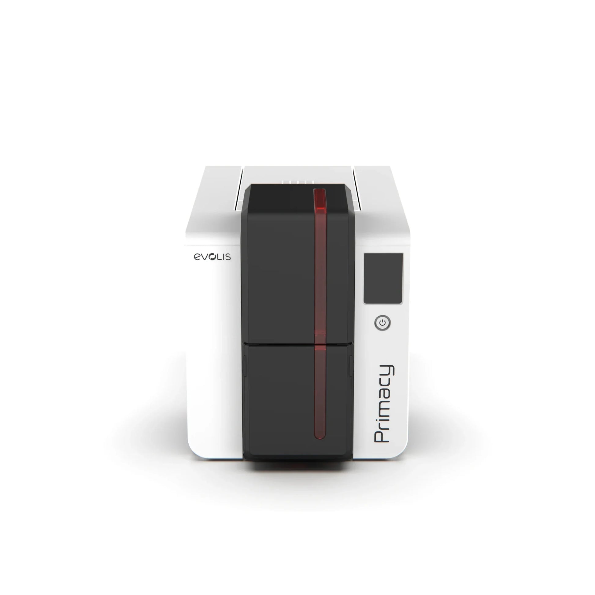 Evolis Primacy 2 LCD ID card printer front view with color touchscreen. Sold by Specialist ID.