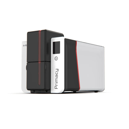 Evolis Primacy 2 LCD ID card printer left side with color touchscreen. Sold by Specialist ID.