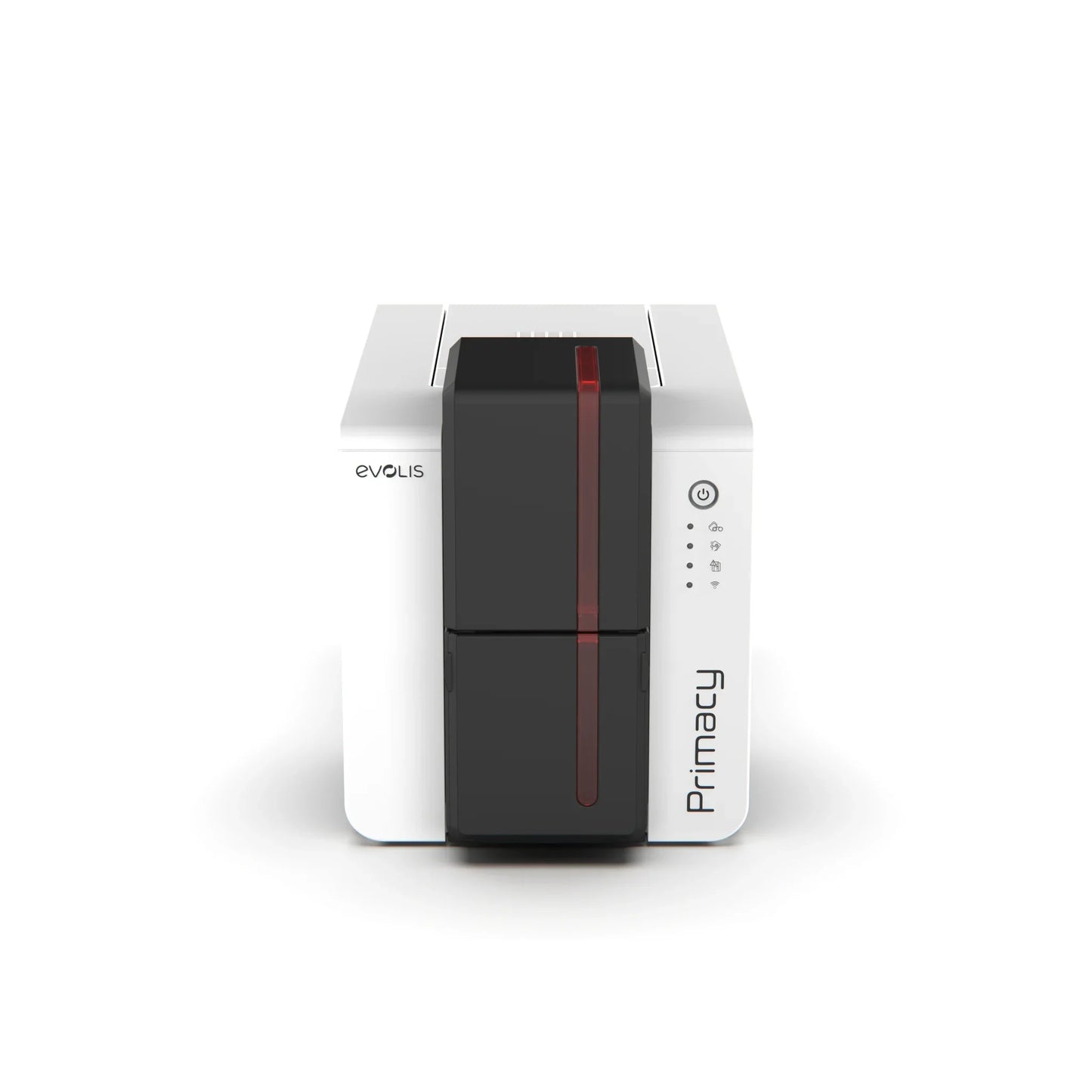 Evolis Primacy 2 ID card printer front view, LED indicator panel. Sold by Specialist ID.