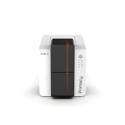 Evolis Primacy 2 ID card printer front view, LED indicator panel. Sold by Specialist ID.