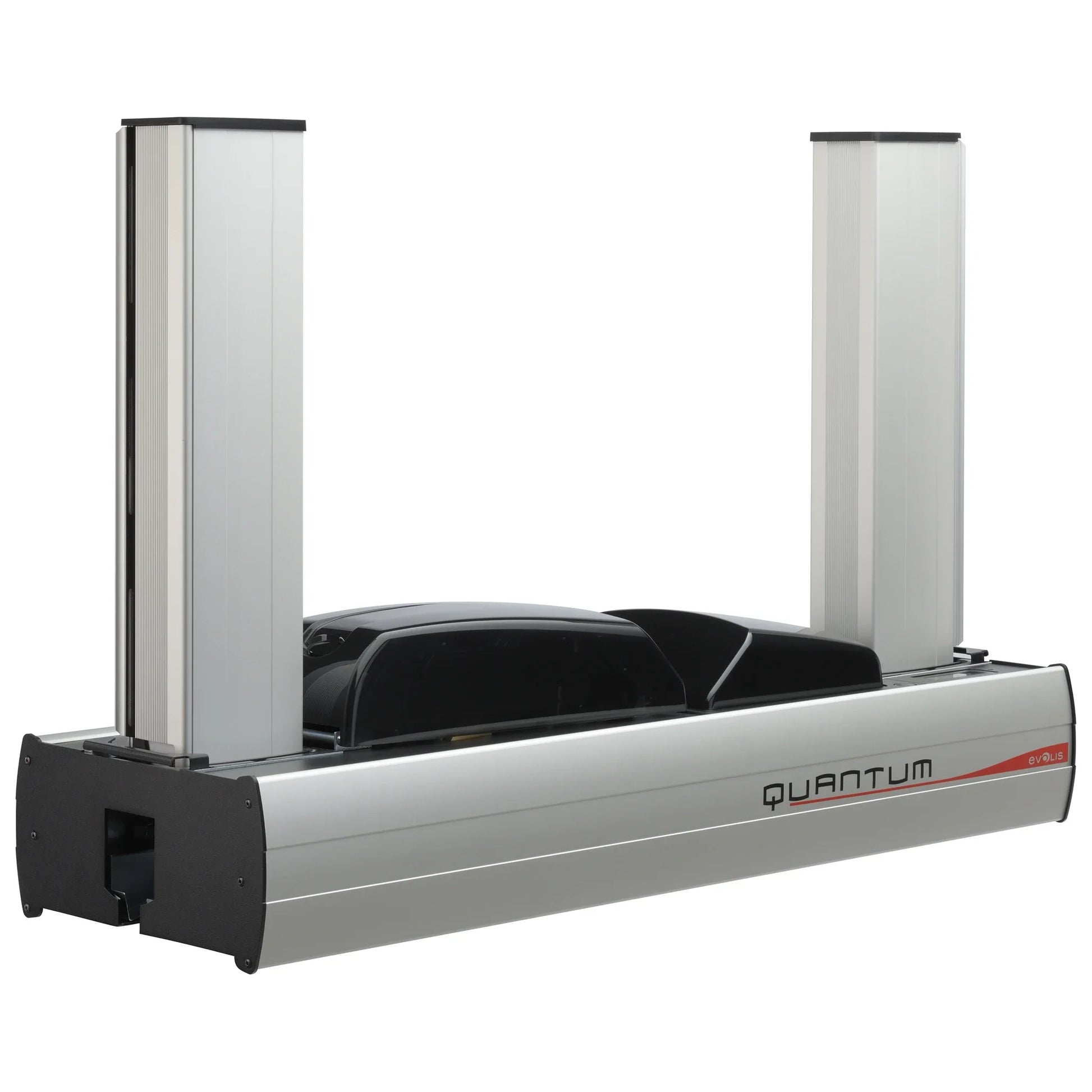 Evolis Quantum 2 high-volume ID card printer, front view with 500-card input and output hoppers