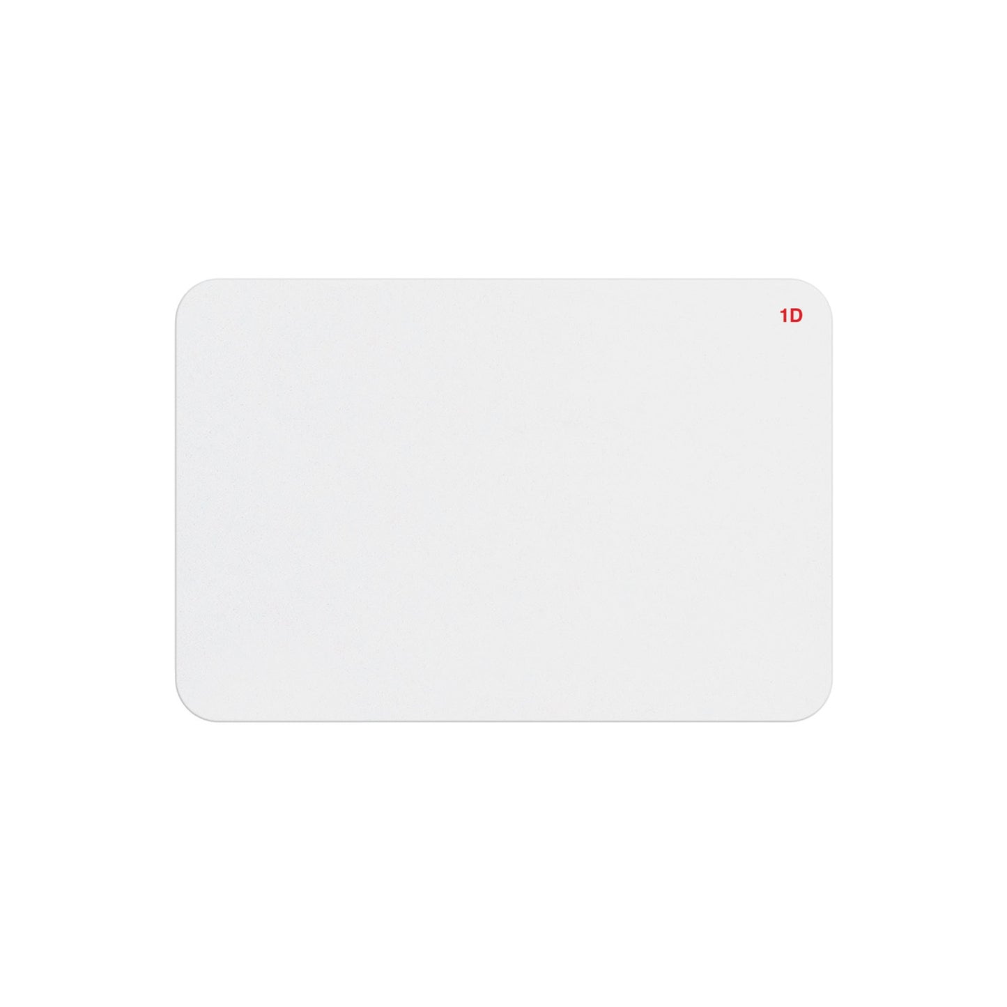 Blank handwritten 1-day expiring badge front, white face with a red 1D mark in the corner, part T6145