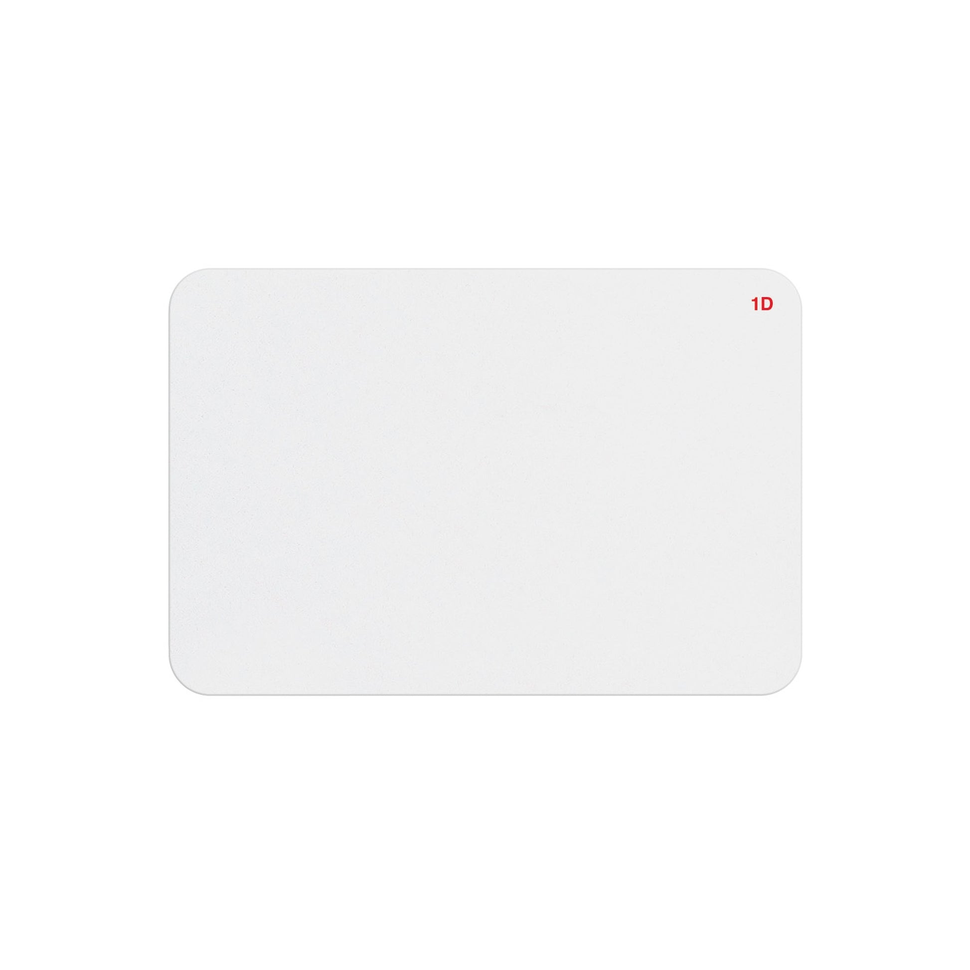 Blank handwritten 1-day expiring badge front, white face with a red 1D mark in the corner, part T6145