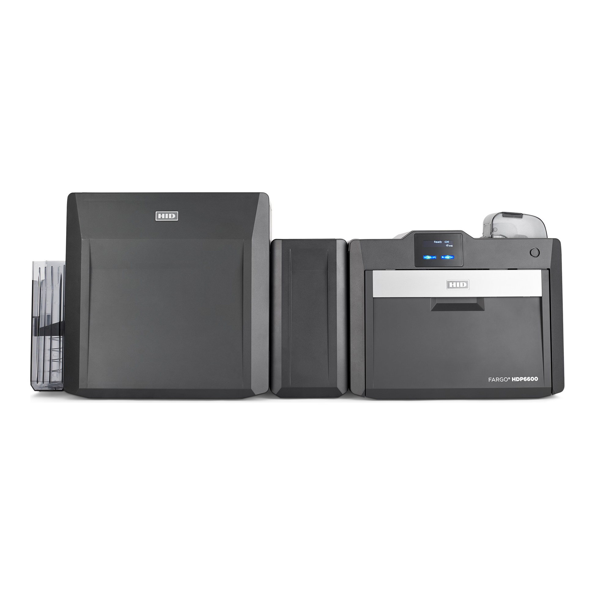 Front view of the HID FARGO HDP6600 dual-sided retransfer ID card printer with LMX lamination module. Sold by Specialist ID, an authorized HID FARGO dealer.