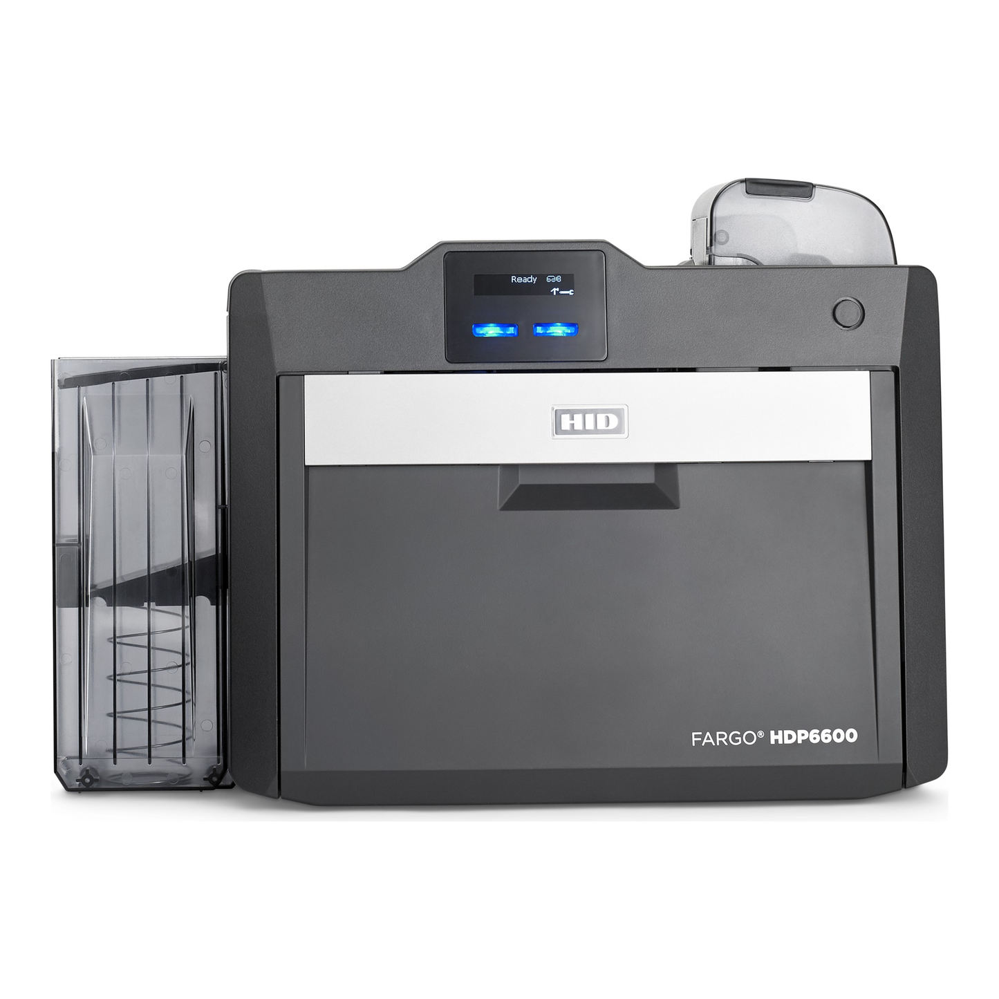 Front view of the HID FARGO HDP6600 single-sided retransfer ID card printer. Sold by Specialist ID, an authorized HID FARGO dealer.