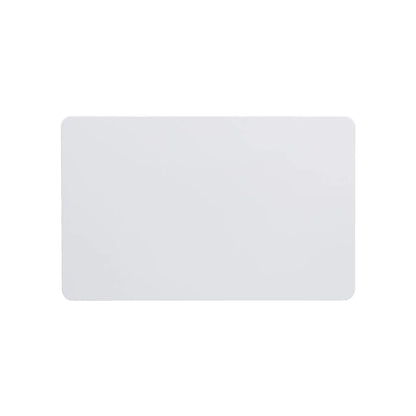 A HID FARGO 081754 UltraCard PVC Card, featuring a white rectangular surface with rounded corners and measuring CR-80 size at 30 mil thickness, is displayed against a plain white background.