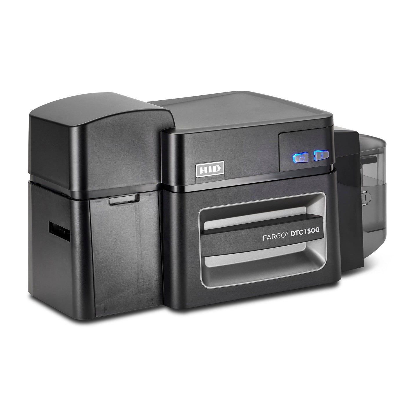 HID FARGO DTC1500 ID card printer, right angle view