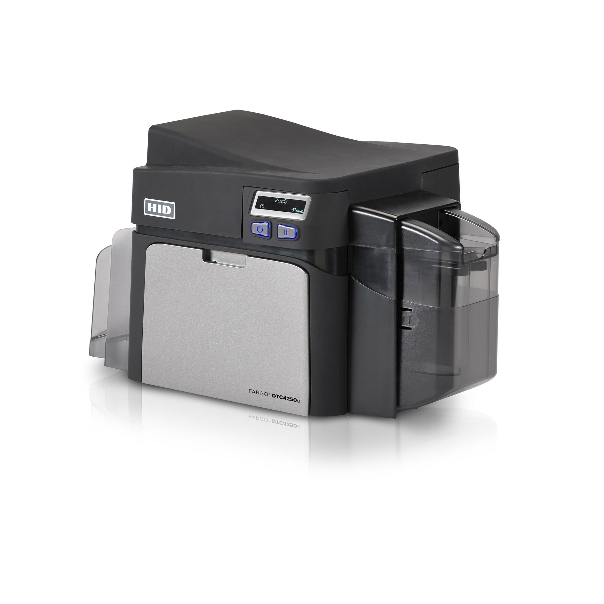 HID FARGO DTC4250e single-sided ID card printer, left angle