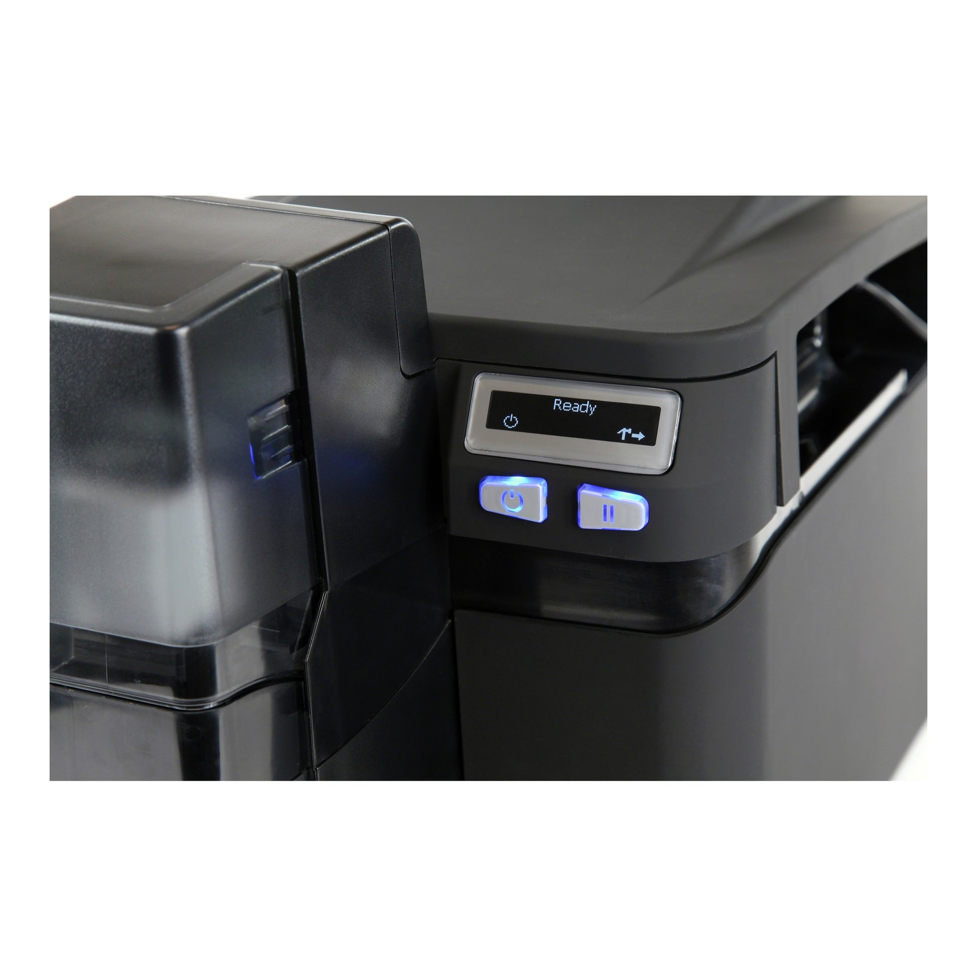 HID FARGO DTC4250e same-side input/output hopper and SmartScreen display, detail
