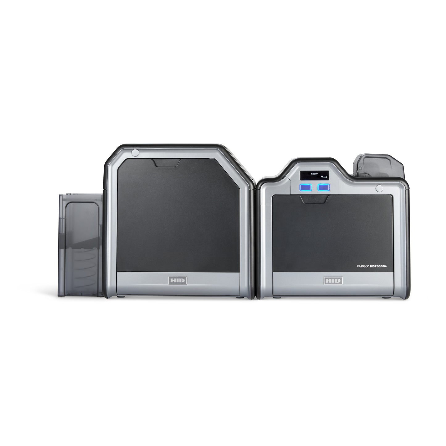 HID FARGO HDP5000e single-sided ID card printer with single-side lamination module 096620, front view