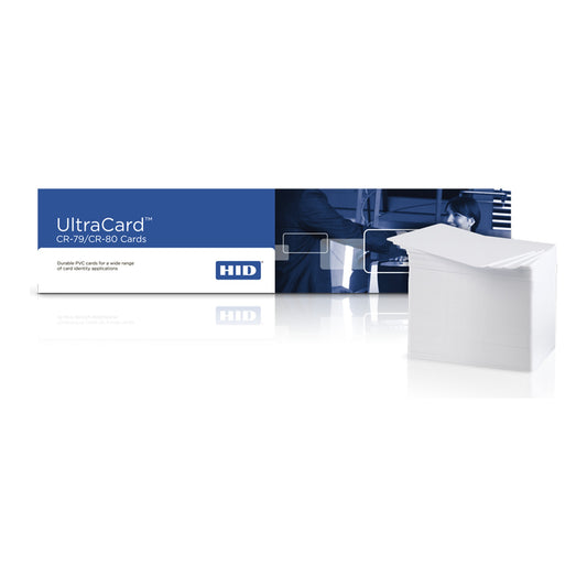 HID FARGO 81750 UltraCard PVC cards 500 pack box, CR-80 30 mil with low-coercivity magnetic stripe