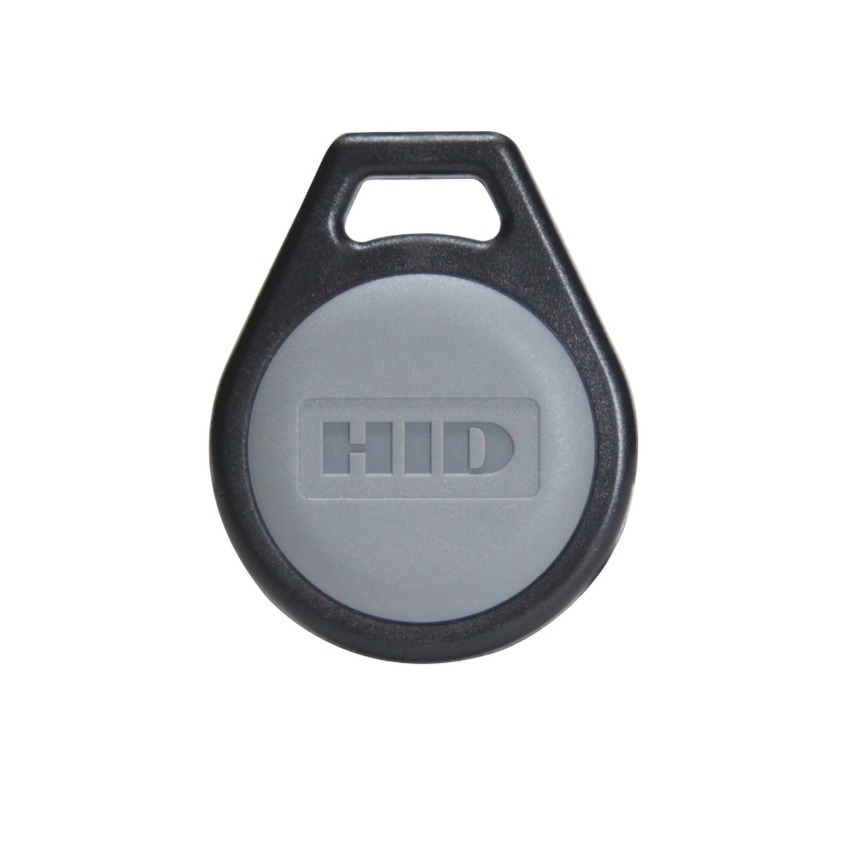 HID Seos 526 black moulded key fob with a grey TPE insert carrying the HID logo