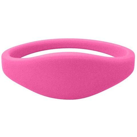 Hot pink silicone U-Band MIFARE Classic 1K access wristband. Sold by Specialist ID.