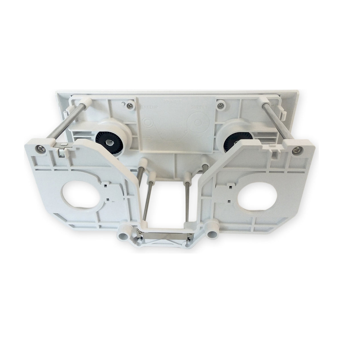 IDP SMART-70 ribbon cartridge tray, light gray, with supply and take-up spindles and PRINTER molded into the frame