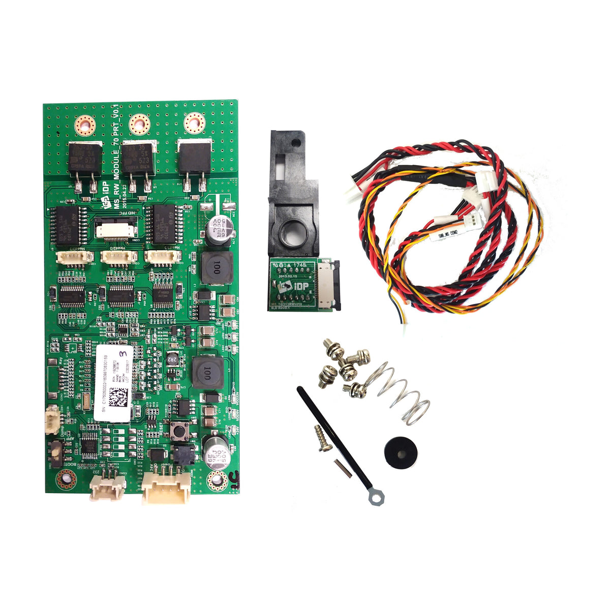 IDP 651356 magnetic stripe encoder kit: encoder board, magnetic head bracket, cable, springs and mounting screws