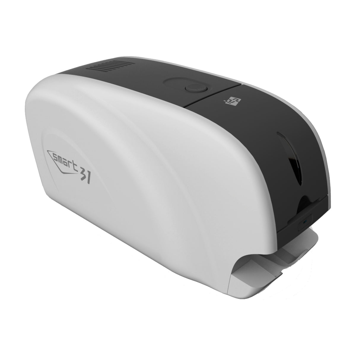SMART-31S from the rear left, showing the one-piece white shell of the single-sided model and the top LED button