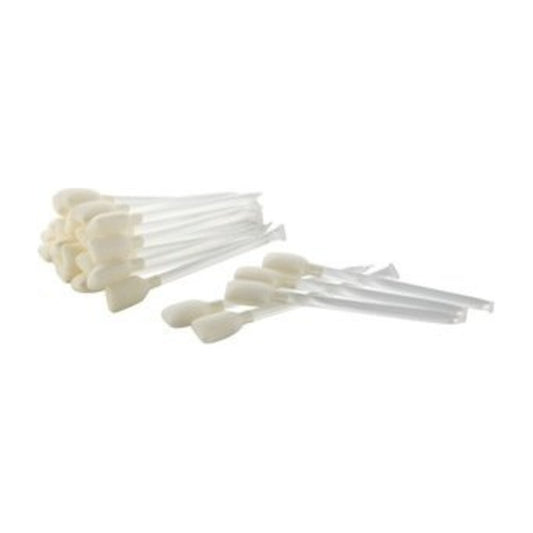 Pile of IDP presaturated cleaning swabs with white foam tips and clear handles