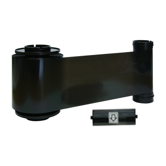 IDP 659115 SMART-70 black resin ribbon unrolled, with its cleaning roller