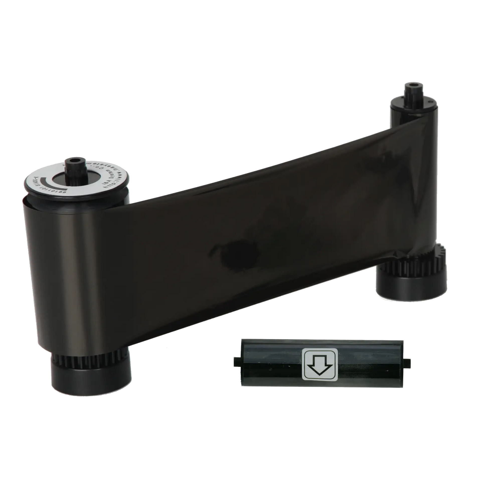 The IDP 650653 Black Resin K Ribbon - 1200 Prints, compatible with SMART-30 and SMART-50 ID card printers, is displayed against a white background.