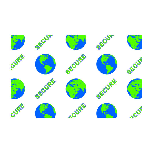 Secure Globe hologram design: repeating globes and the word SECURE