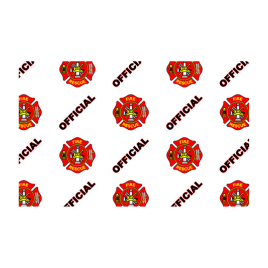 IDP Official Fire/Rescue hologram design: repeating red Fire Rescue emblems and the word OFFICIAL