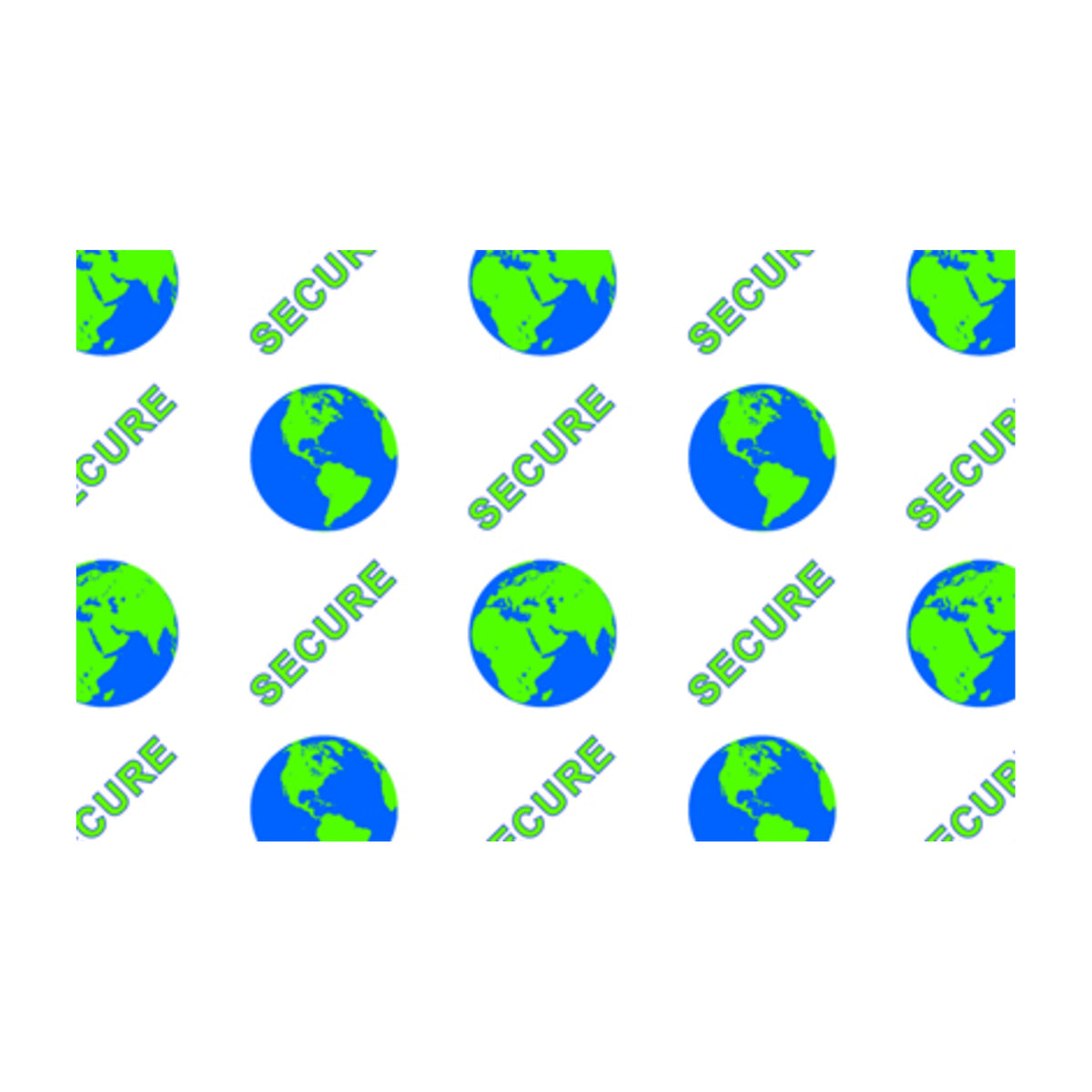 IDP Secure Globe hologram design used on the front patch: repeating globes and the word SECURE