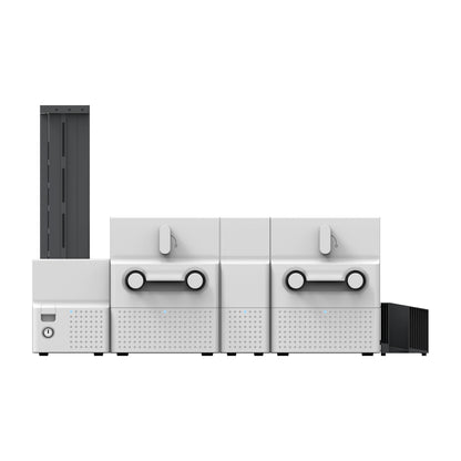 SMART-70DL from straight on, showing the tall input hopper on the left and the exit box on the right