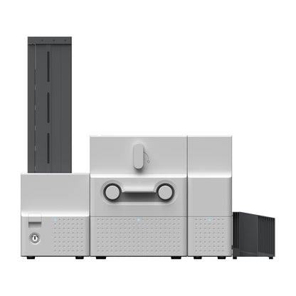 SMART-70D from straight on, showing the tall input hopper on the left and the exit box on the right