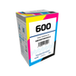 Colorful box labeled "600" with order reference number MB300YMCKO/2, designed for the Magicard 600 ID card printer. It features various product details, barcodes, and handling instructions on the sides. This box contains Magicard MB300YMCKO YMCKO Ribbon - 300 Prints essential for high-quality ID card printing. Sold by Specialist ID, an authorized Magicard dealer.