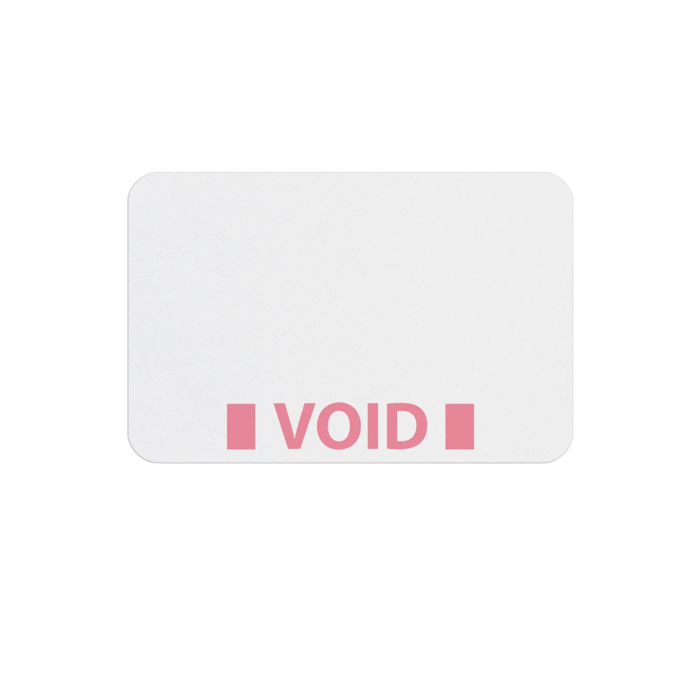 Expired one-piece self-expiring badge showing a pink VOID message across the front, same design as large-cut part T2031-BQL