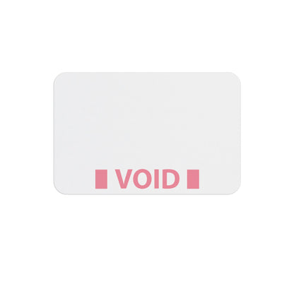 Expired one-piece self-expiring badge showing a pink VOID message across the front, same design as large-cut part T2031-BQL