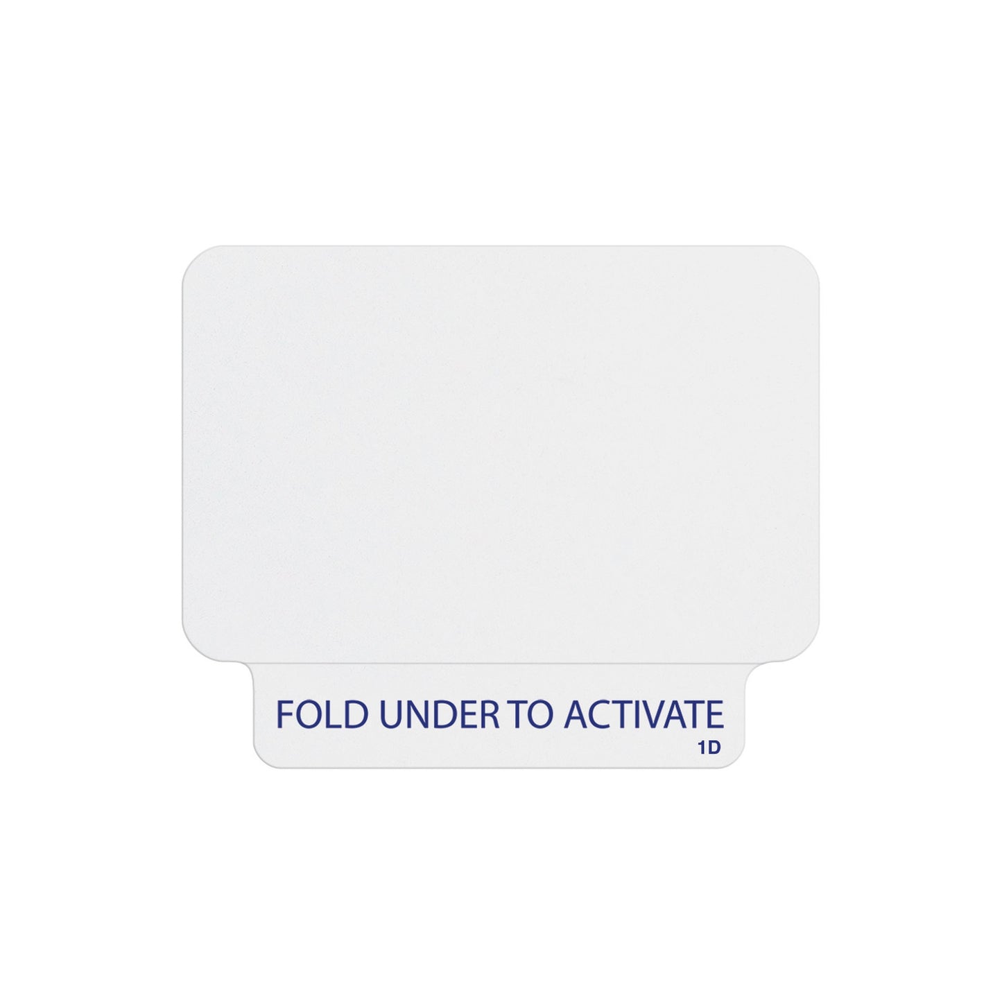 Valid one-piece self-expiring badge with fold-under activation tab reading FOLD UNDER TO ACTIVATE, same design as large-cut part T2031-BQL