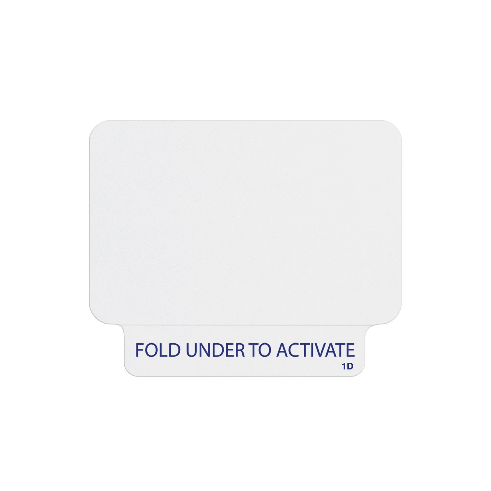Valid one-piece self-expiring badge with fold-under activation tab reading FOLD UNDER TO ACTIVATE, same design as large-cut part T2031-BQL