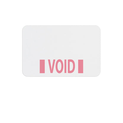 Expired one-piece self-expiring badge showing a pink VOID message across the front, same design as large part T2050L