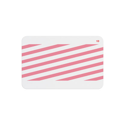 Expired one-piece self-expiring badge showing red diagonal stripes across the front, part T2011