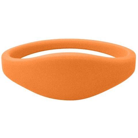 Orange silicone U-Band MIFARE Classic 1K access wristband. Sold by Specialist ID.