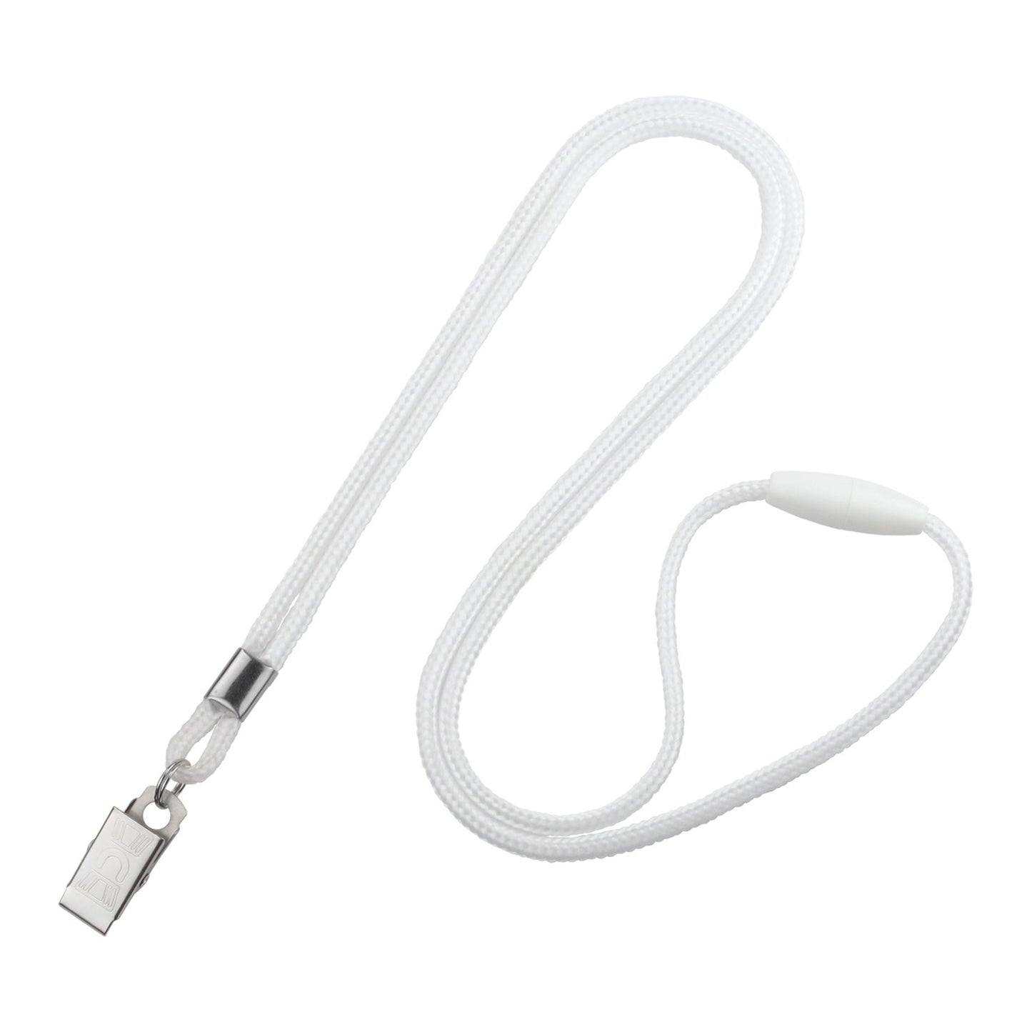 White round 1/8 inch breakaway lanyard with nickel-plated steel bulldog clip, SKU 2137-2018