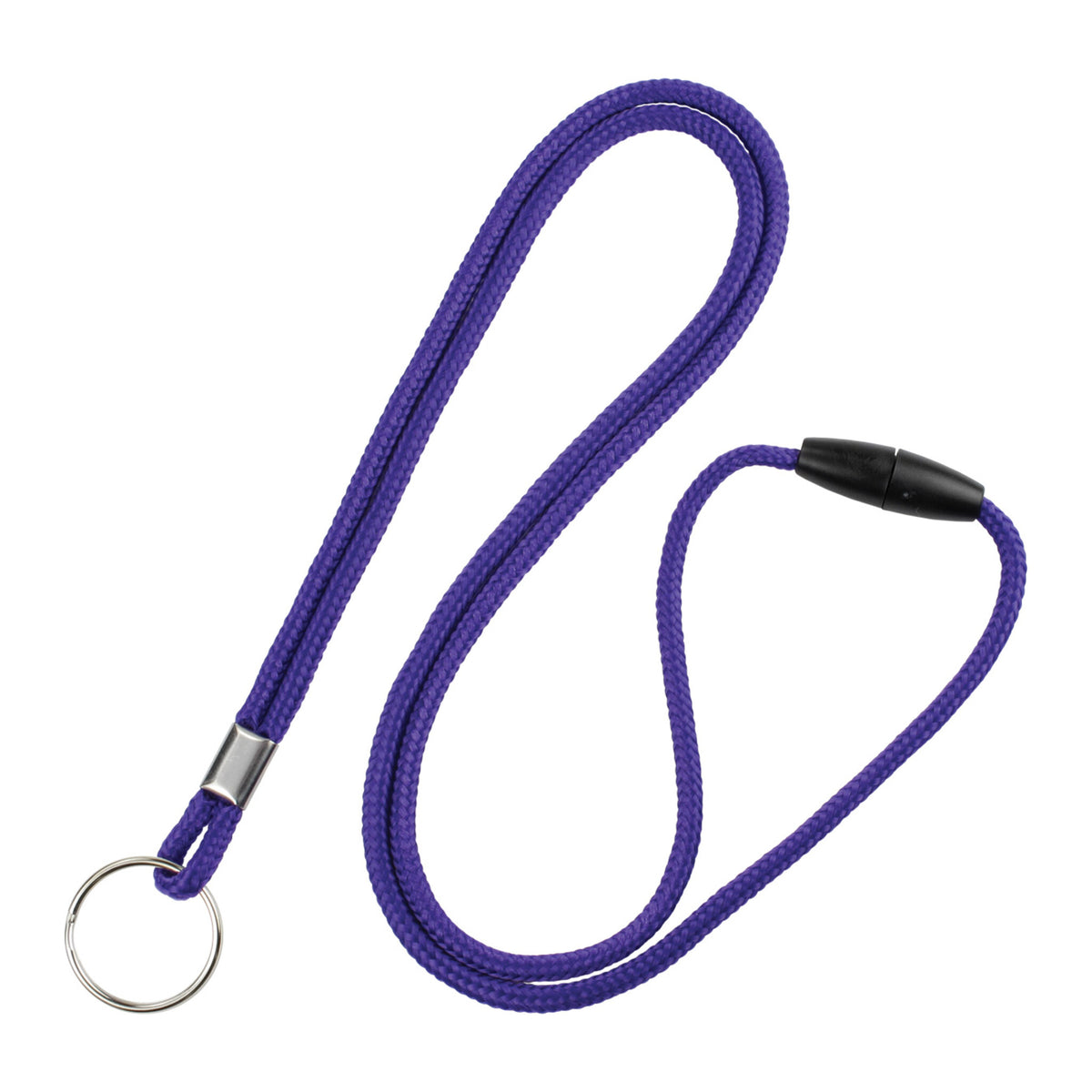 2137-2030 Purple - Purple round 1/8 inch breakaway lanyard with nickel-plated steel key ring, SKU 2137-2030