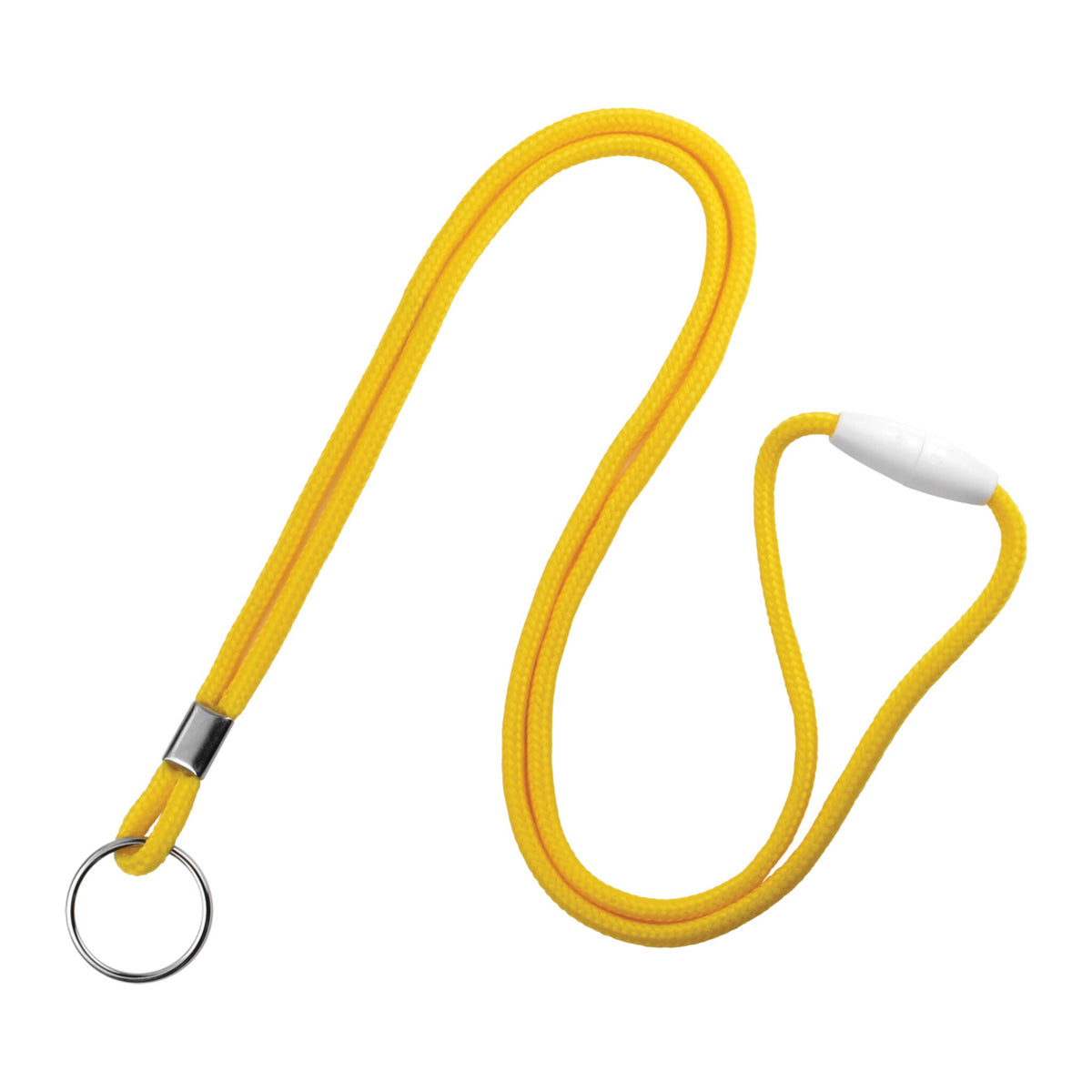 2137-2029 Yellow - Yellow round 1/8 inch breakaway lanyard with nickel-plated steel key ring, SKU 2137-2029